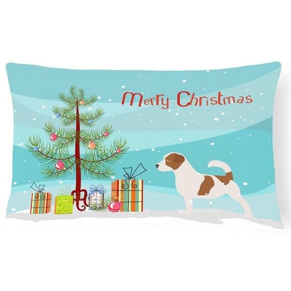 Carolines Treasures Carolines Treasures BB2925PW1216 Jack Russell Terrier Merry Christmas Tree Canvas Fabric Decorative Pillow BB2925PW1216